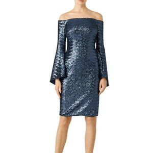 THEIA Midnight Sequin Sheath Dress in Size 10 Fully Lined